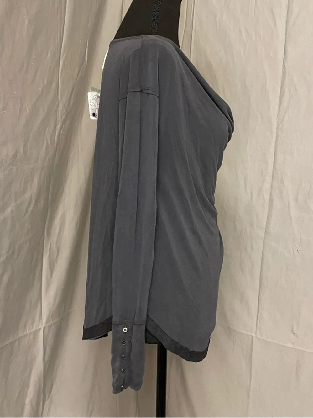 NWT Free People Draped Cowl Long-Sleeve Top - Black